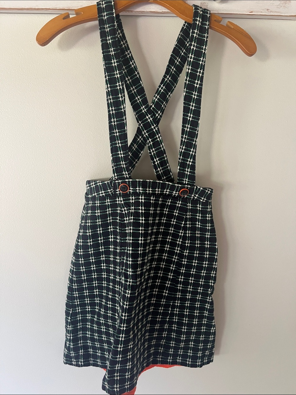Black & White Plaid Suspender Skirt